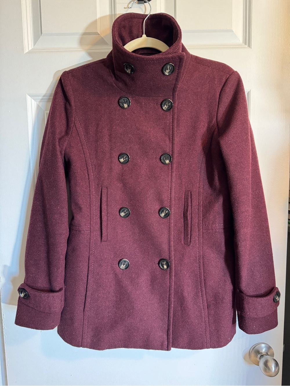 Thread & Supply Women's Double-Breasted Peacoat in Wine